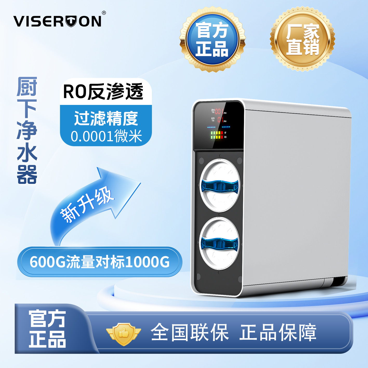 工厂直售反渗透净水器大流量纯水机过滤净水机家用厨房直饮富氢水