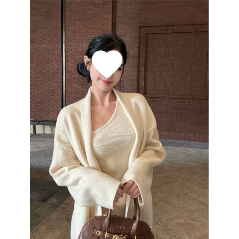 法式简约高级感毛衣套装女秋冬新款针织开衫背心高腰阔腿裤三件套|undefined