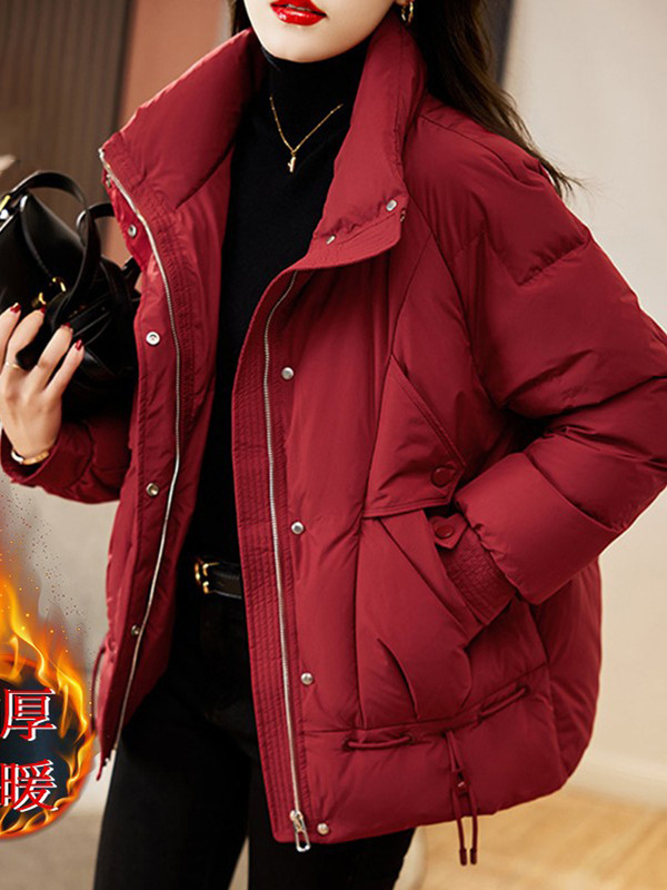 plus size Red Short Jiaxing Pinghu Down Jacket 2024 Women's New chubby girl Cotton-padded Coat Women's Coat Winter