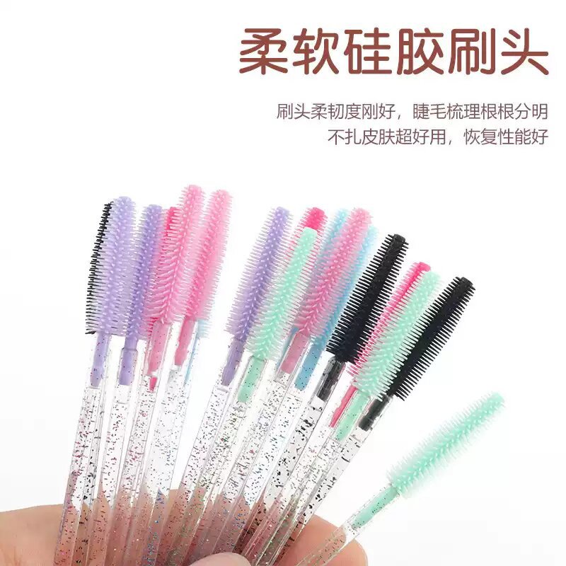 Super Soft Silicone Eyelash Brush, Eyebrow Brush, Special Ultra-Soft Crystal Handle Spiral Eyelash Brush for Grafting, Makeup Brush