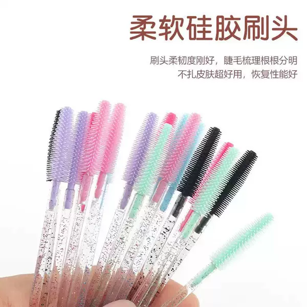 Super Soft Silicone Eyelash Brush, Eyebrow Brush, Special Ultra-Soft Crystal Handle Spiral Eyelash Brush for Grafting, Makeup Brush