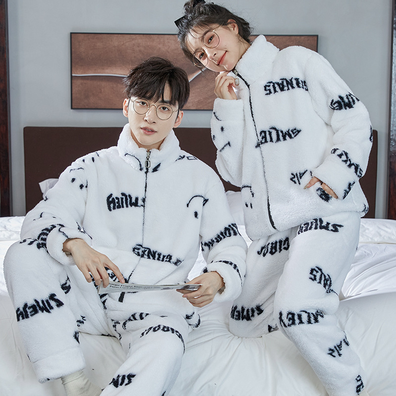 L 013m white smiley face printed female-l 014m white smiley face print men