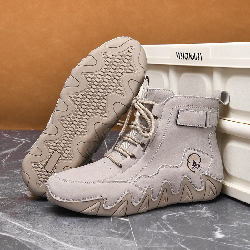 New Cross-border Shoes, Large Size Women's Martin Winter Plush Warm Mid-top Leather Boots, Outdoor Casual Short Boots_vogvips.com