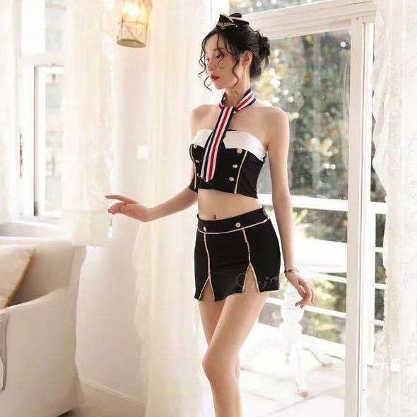 New sexy lingerie stewardess uniform nightclub passion supplies perspective backless temptation suit strapless waist