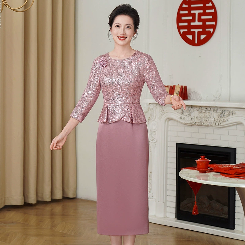 Мама платье темперамент новое летнее весеннее платье высокого класса свадебное платье свекровь свадебное платье молодая свадебная одежда