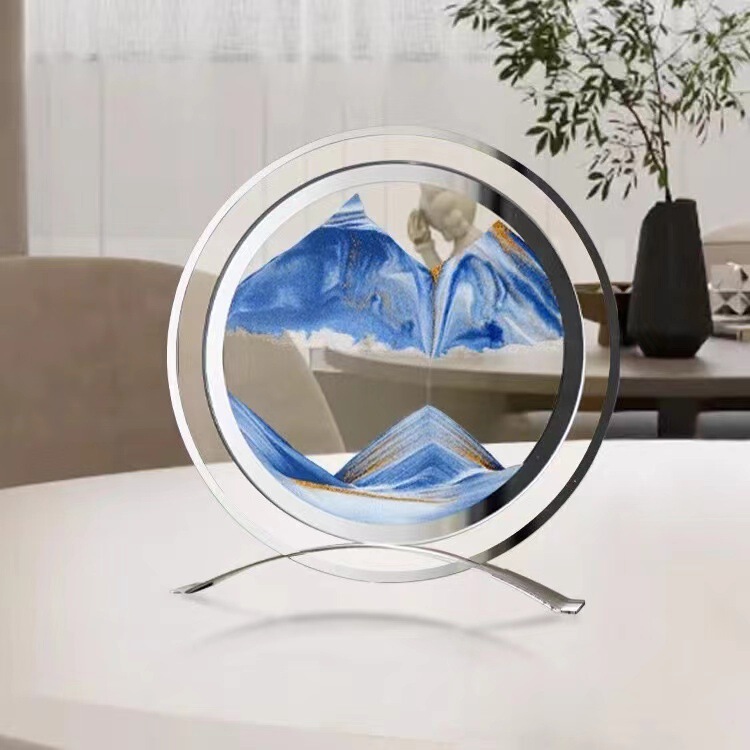 Light Luxury Creative Quicksand Painting Ornaments Office Living Room Hourglass High-End Glass Dynamic Decompression Decoration Gifts
