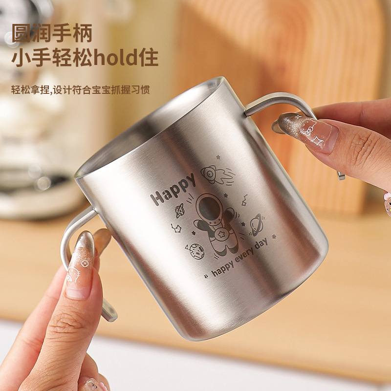 316 tazas de agua de acero inoxidable para niños, jardín de infantes a prueba de quemaduras, tazas de agua potable, tazas de leche caseras de doble capa, tazas de boca