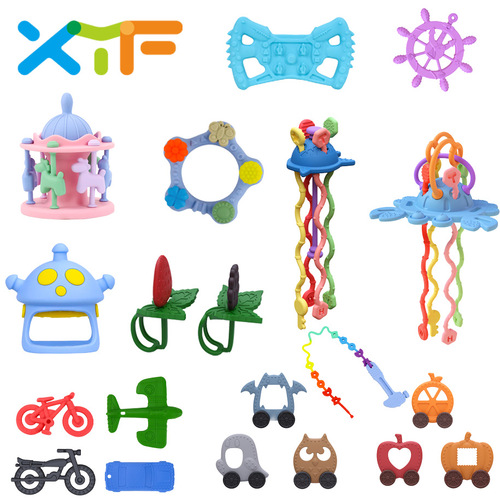 Hot-selling remote control teether toy Manhattan ball hand-grabbing ball baby anti-hand-biting teething stick teether