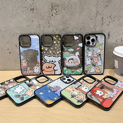 サイドワードアクリルハードかわいいライン子犬アップル16携帯ケース適用iphone15 14 13promax
