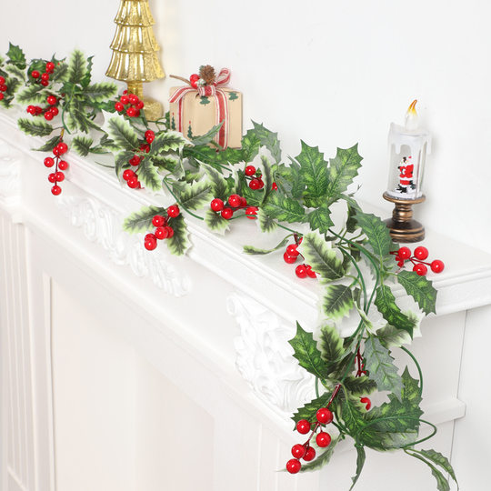 Christmas Atmosphere Decoration Home Decoration Simulated Red Fruit Rattan Pendant Scandinavian Wall Hanging Festive Atmosphere Decorative Rattan