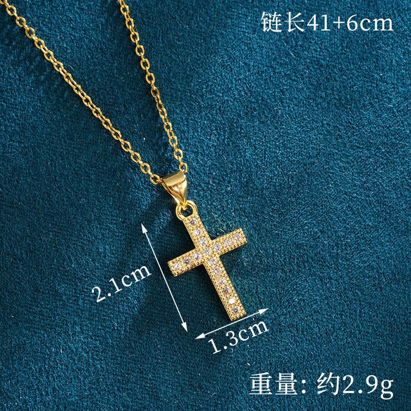 Antiguo collar de cruz de diamantes de estilo europeo y americano de oro de arena Pendientes de diseño femenino Fábrica de joyería de personalidad de todo fósforo al por mayor