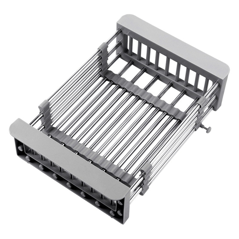 Estante de drenaje de cocina, estante retráctil de acero inoxidable para fregadero, estante de almacenamiento para vajilla del hogar, estante para platos de almacenamiento, venta al por mayor