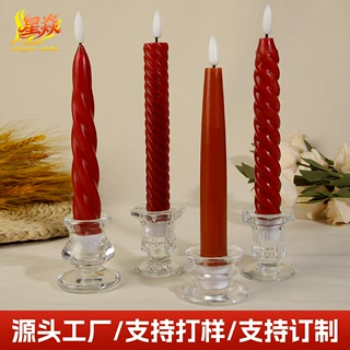 欧美经典子弹头螺纹长杆电子蜡烛浪漫西餐厅酒店氛围感LED蜡烛灯