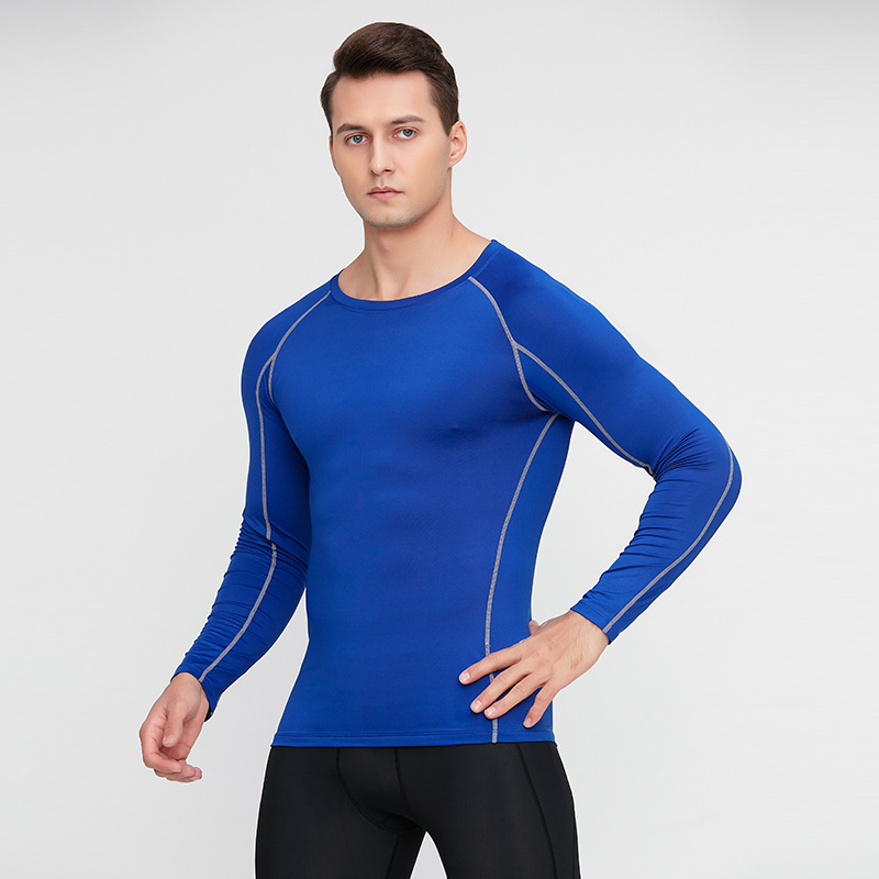 Ropa deportiva para hombre, ropa de compresión ajustada para entrenamiento al aire libre, ropa transpirable de secado rápido para correr y fitness, de manga larga y efecto adelgazante.