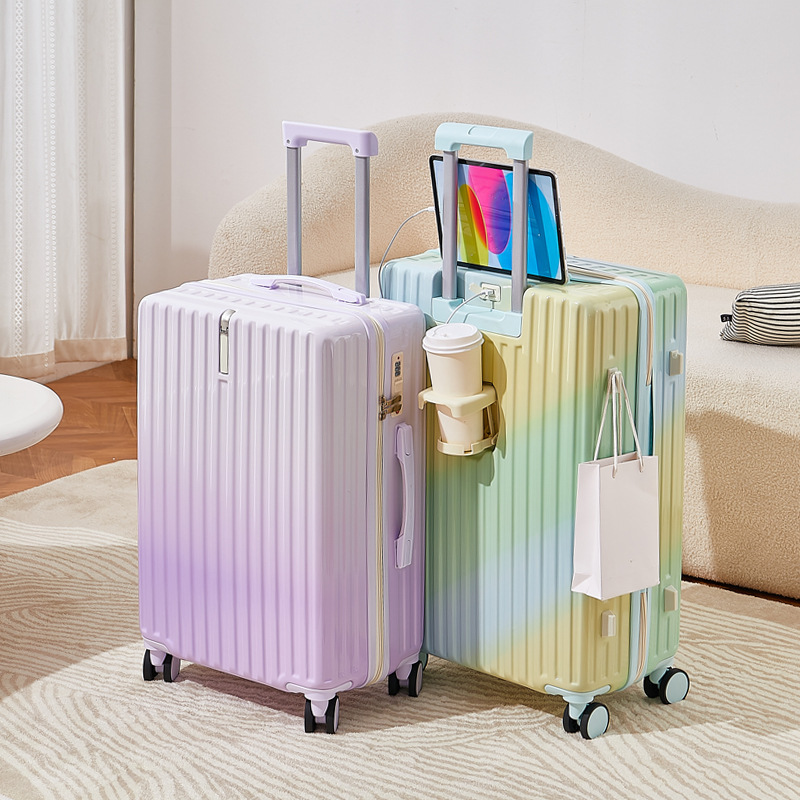 [Fábrica de selección estricta] maleta de color gradiente para mujeres, caja de tracción roja, caja de contraseña para estudiantes universitarios, piel de viaje