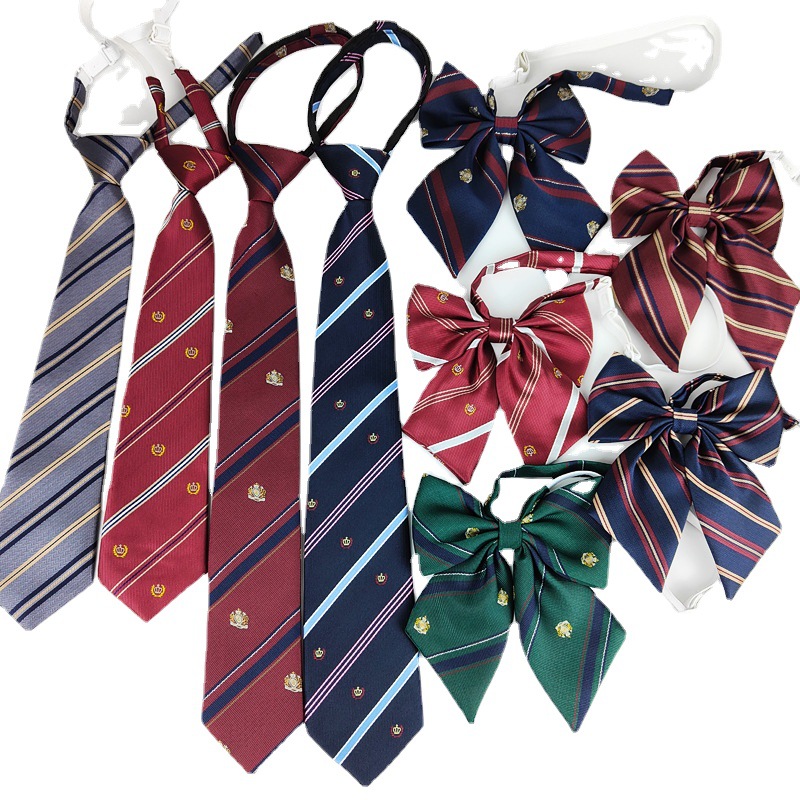 Japanese crown tie-free tie flower jk bow tie bow cyanotic gold stripe uniform female student college style