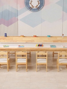 Kindergarten Multifunctional Room Early Education Solid Wood Art Table Children's Graffiti Handmade Painting Workbench Game Table