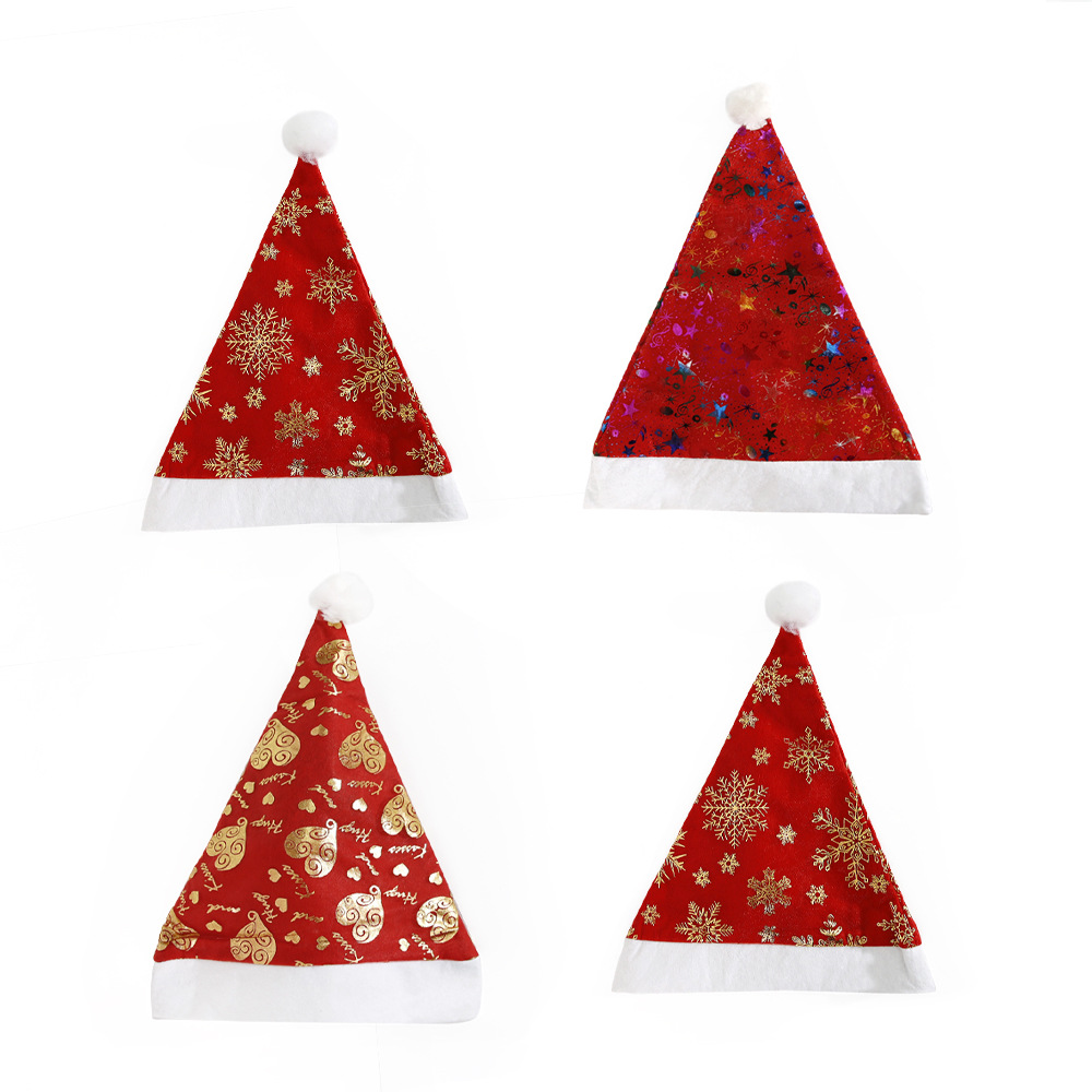 Adornos navideños sombrero de Navidad flor caliente nieve amor Borde de felpa corta sombrero de Navidad fiesta de Navidad vestido de fiesta