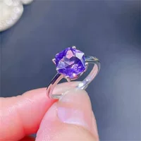 Натуральное восьмиугольное аметистовое кольцо 925 Серебряные украшения Модные изысканные легкие в Корейском стиле Роскошные элегантные ювелирные изделия оптом