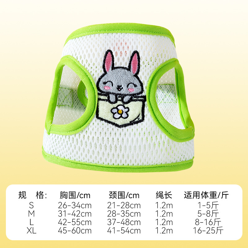 Perro paseando cuerda para perros gatos lindos transpirables cuatro estaciones chaleco perro pequeño cinturón de pecho para mascotas cuerda de tracción