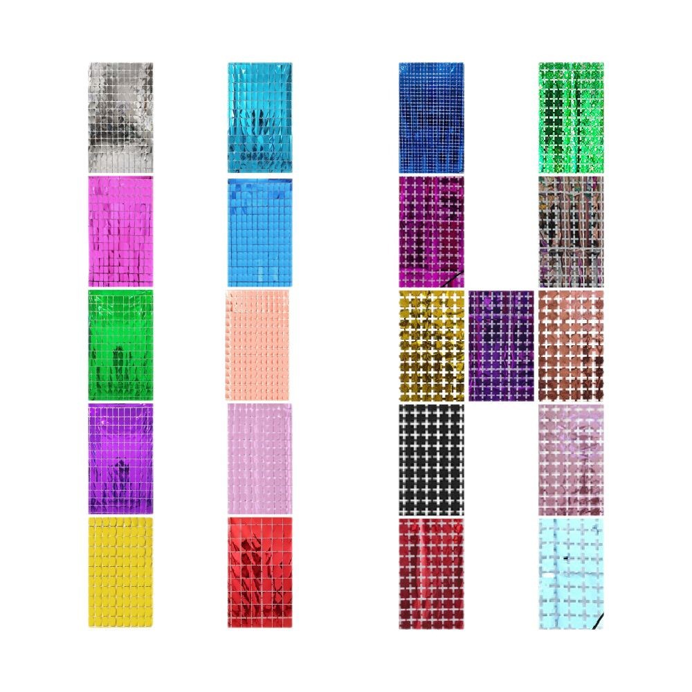 Cuadrado cuadrado cortina de seda de lluvia decoración de la pared de fondo 1 * 2m decoración brillante fábrica al por mayor comercio exterior