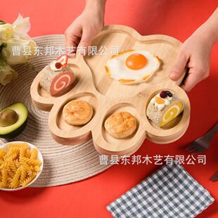 Cross-Border Wooden Cartoon Cat Claw-Shaped Tray Household Children's Breakfast Tray Wooden Party Party Snack Snack Tray