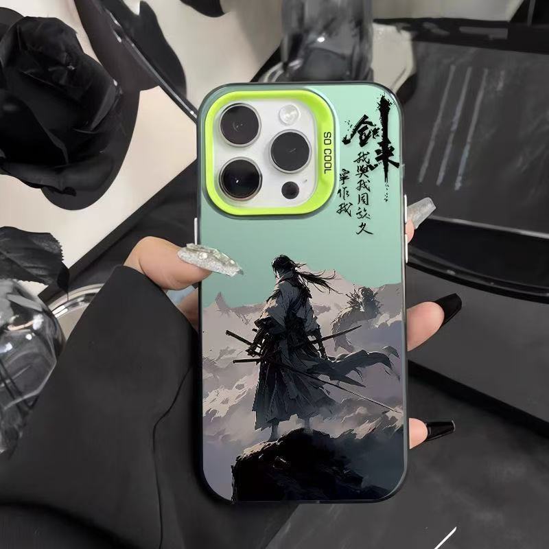 El estilo antiguo de Jianlai es adecuado para la carcasa del teléfono móvil Apple 16Promax, carcasa de gas de la personalidad iPhone15/14/13 texto 12