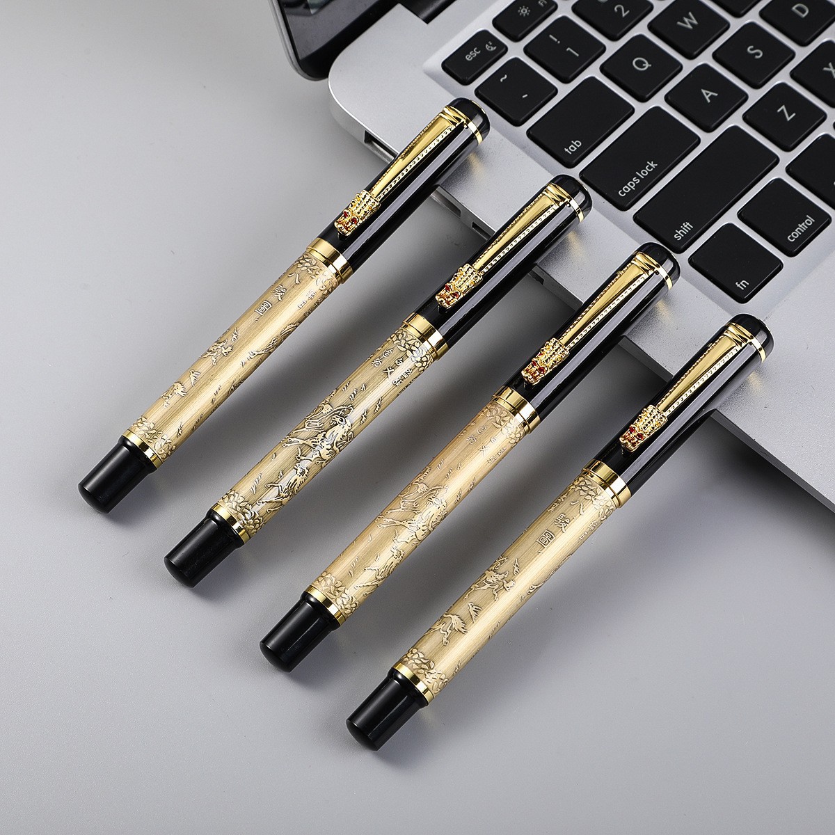 Eternal Life Bronze Eight Horses Picture Dragon Head Signature Pen Source Manufacturer in Stock Customizable Logo Creative Eight Horses Picture Metal Ballpoint Pen