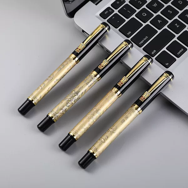 Eternal Life Bronze Eight Horses Picture Dragon Head Signature Pen Source Manufacturer in Stock Customizable Logo Creative Eight Horses Picture Metal Ballpoint Pen