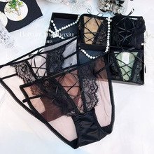唯衣思密性感蕾丝网纱日韩欧美女内裤镂空细带棉裆纯欲诱惑三角裤