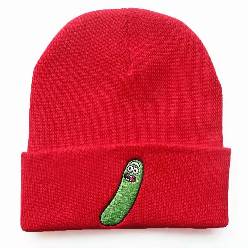 New Rick Mick Morty cucumber knitted hat funny animation embroidery hip hop autumn and winter men's and women's cold hat_voghion.com