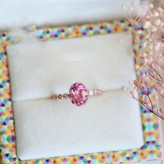 New Retro Simple Ins Trendy Crown Rose Gold Plated Precision Inlaid Imitation Pink Topaz Ring for Women with Opening New Retro Simple Ins Trendy Crown Rose Gold Plated Precision Inlaid Imitation Pink Topaz Ring for Women with Opening
