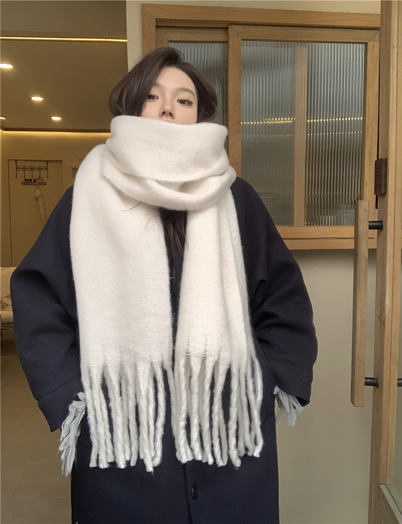 Mohair de couleur unie pour filles 2023 automne et hiver nouvelle version coréenne polyvalente étudiant i mitation cachemire châle chaud_voghion.com