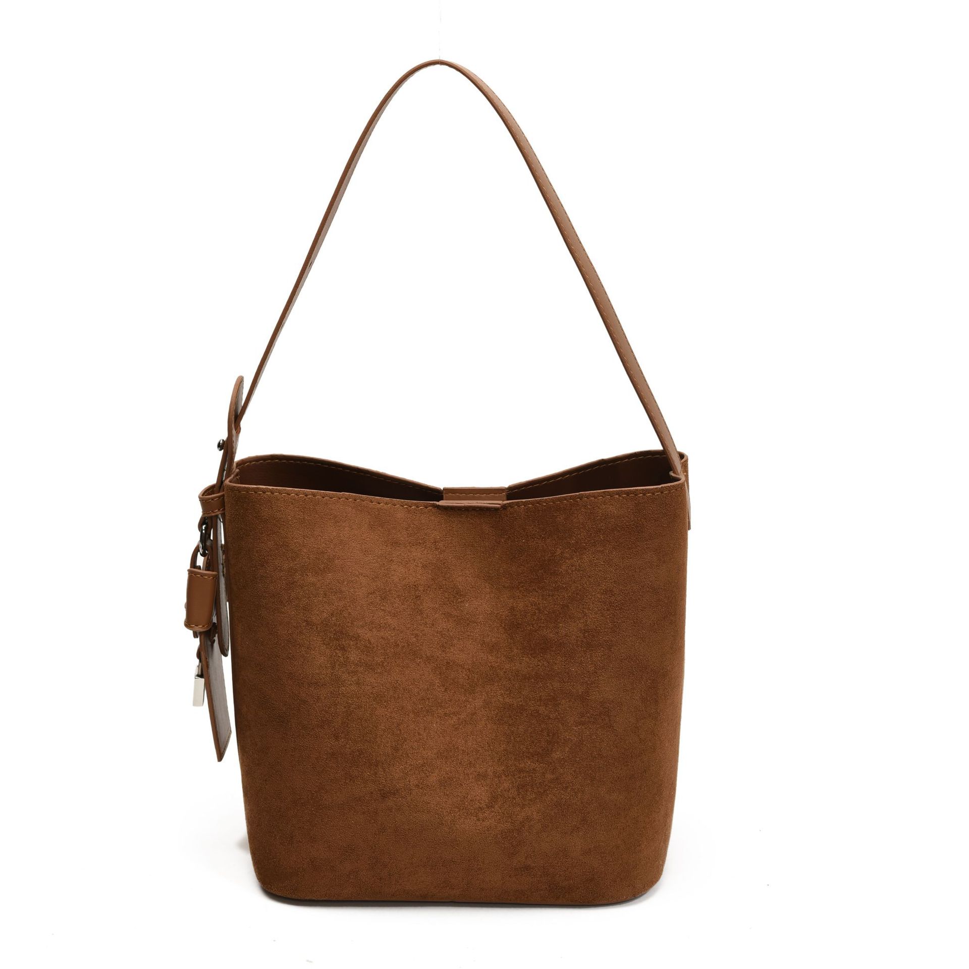 2025 New Matte Suede Mother-Daughter Bucket Bag For Women, Niche Luxury Large Capacity Retro Shoulder And Crossbody Bag - Thumbnail 5
