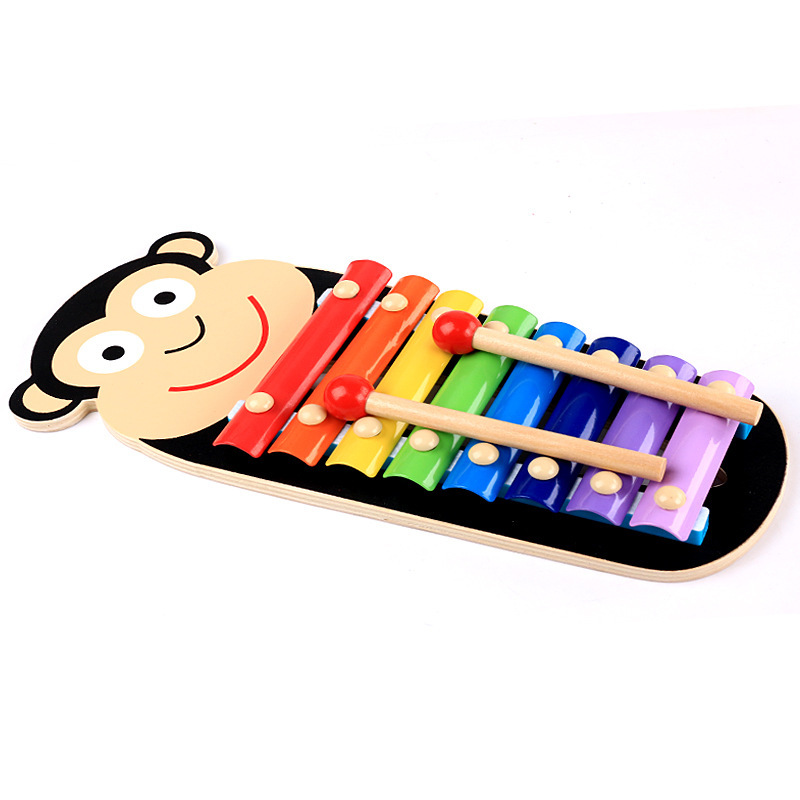 Montessori de madera de dibujos animados animal de ocho tonos de piano instrumento musical de percusión Infantil Educación Preescolar juguete educativo lote
