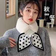 冬季韩版毛领毛绒围巾女保暖可爱少女围脖仿獭兔毛加厚毛毛脖套潮