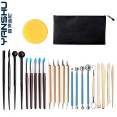 Cross-border ceramic tools 25-piece set air-dry clay sculpting knives clay sponge balls sticks silicone DIY dotting pens