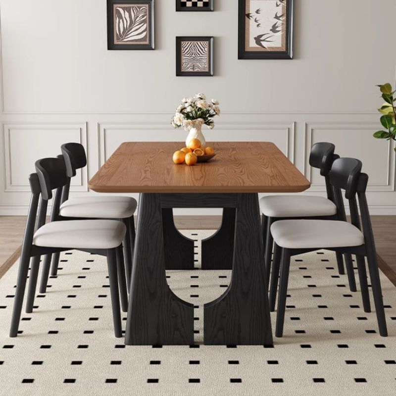 2025 New Mid-Century Style Solid Wood Dining Table and Chair Combination for Home French Retro Small Apartment Rectangular Dining Table Quality