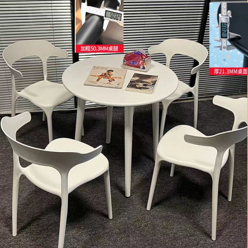 [화이트] 80cm 탄소강 원형 테이블 (테이블 다리 두께 50mm)