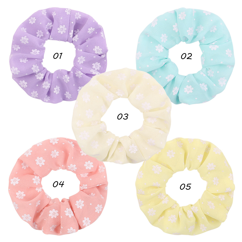 Wholesale Jewelry Candy Color Chiffon Floral Hair Scrunchies Set Nihaojewelry display picture 1