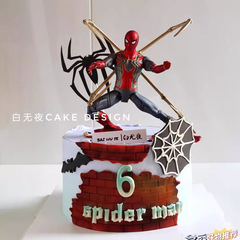スーパーヒーローのスパイダーケーキの装飾の置物男の子の子供の誕生日パーティーの漫画のベーキングの装飾のプラグインの部品