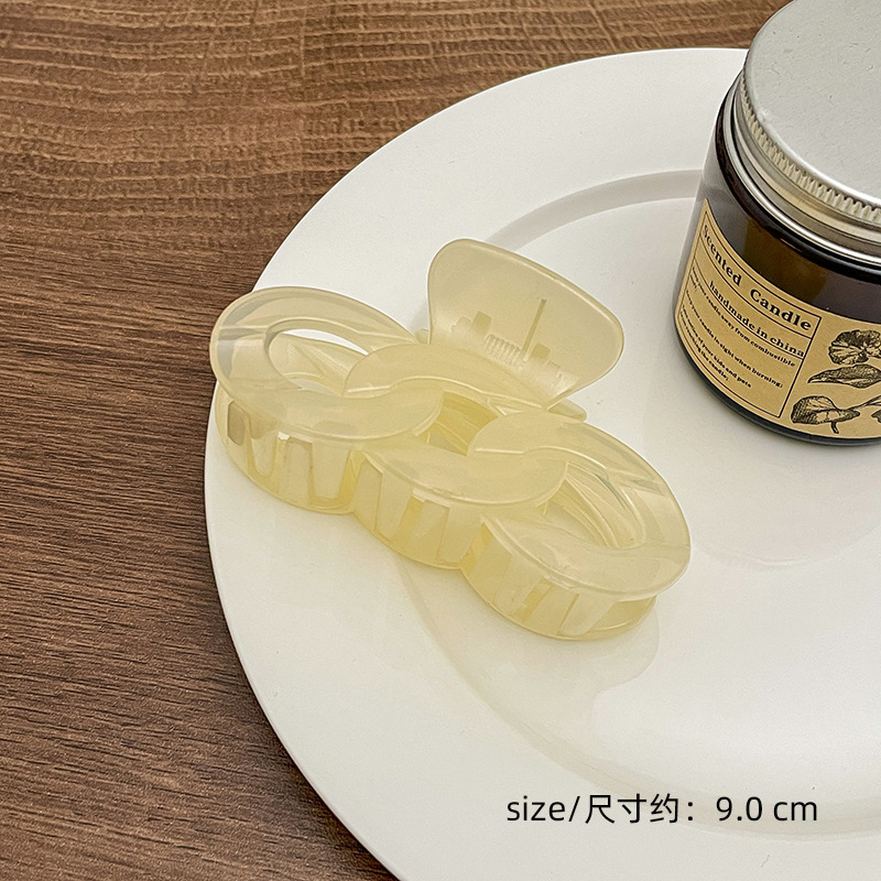 Milk Brown horquilla grande hacia atrás cabeza clip de pelo tocado de las mujeres principios de primavera de alto grado updo tiburón horquilla