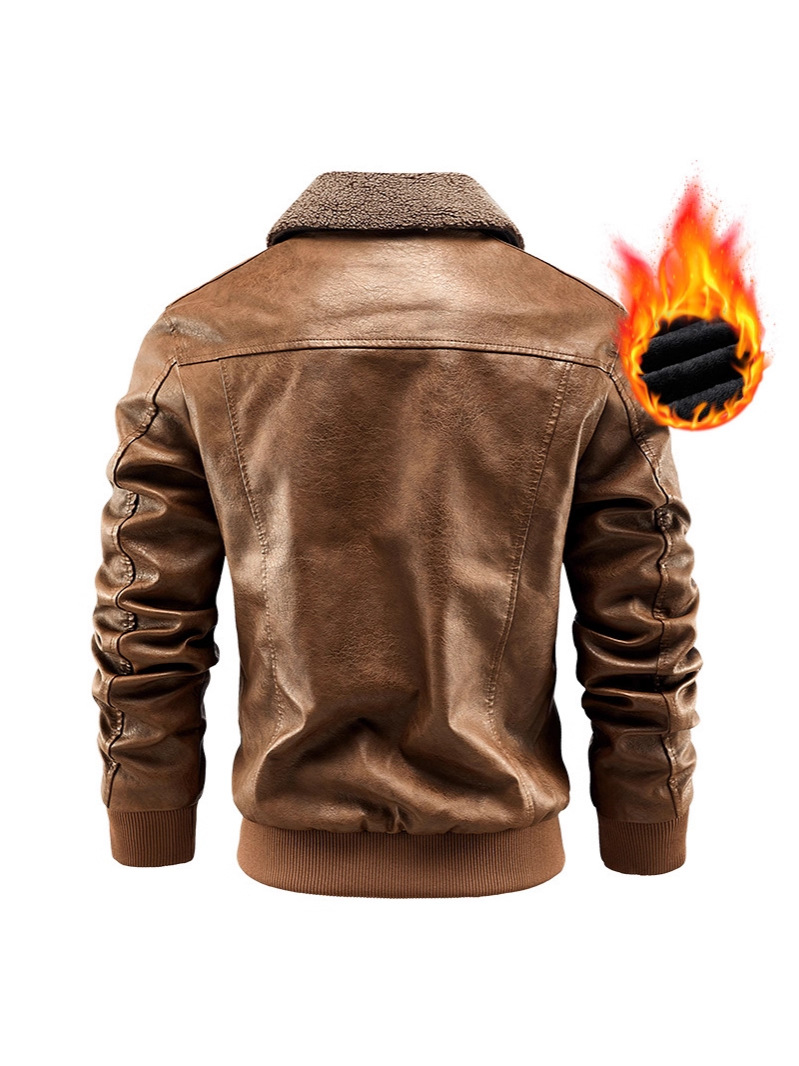 2025 transfronterizo mayorista Amazon spot solapa hombre chaqueta de cuero de gran tamaño invierno nuevo tipo de felpa para hombres