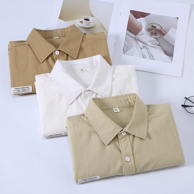 Camicia casual uomo stile coreano minimalista maniche lunghe_voghion.com