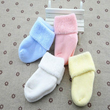 秋冬加厚毛圈宝宝袜子 纯棉纱松口儿童袜 全棉保暖白色婴儿袜