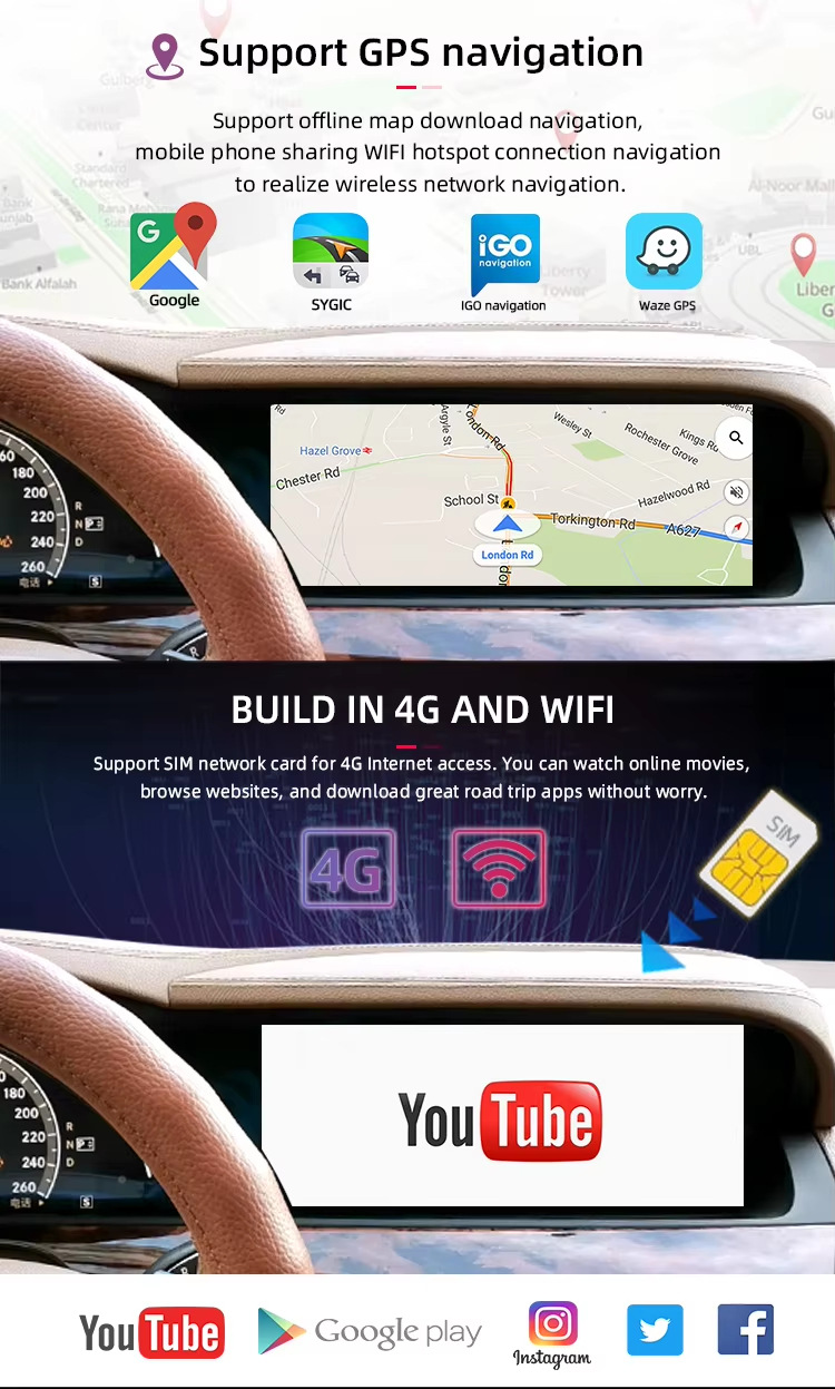 Suitable for Mercedes-Benz S W221 W222 06-09 10-15 Android car display central control large screen