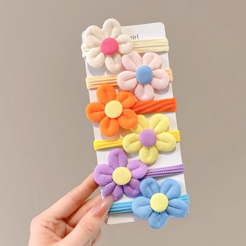 Flores de color cabello para niños no lastiman anillo de cabello para niñas lindas cuerdas de cabeza de cola de caballo alta banda de goma elástica tocado
