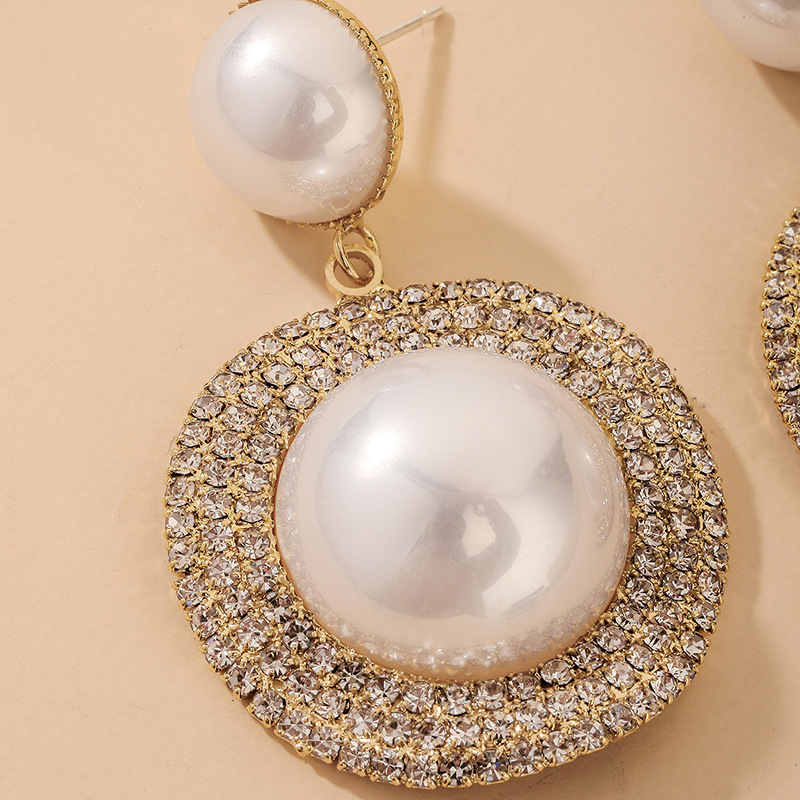 Wholesale Fashion Rhinestone Pearl Drop Earrings Nihaojewelry display picture 5