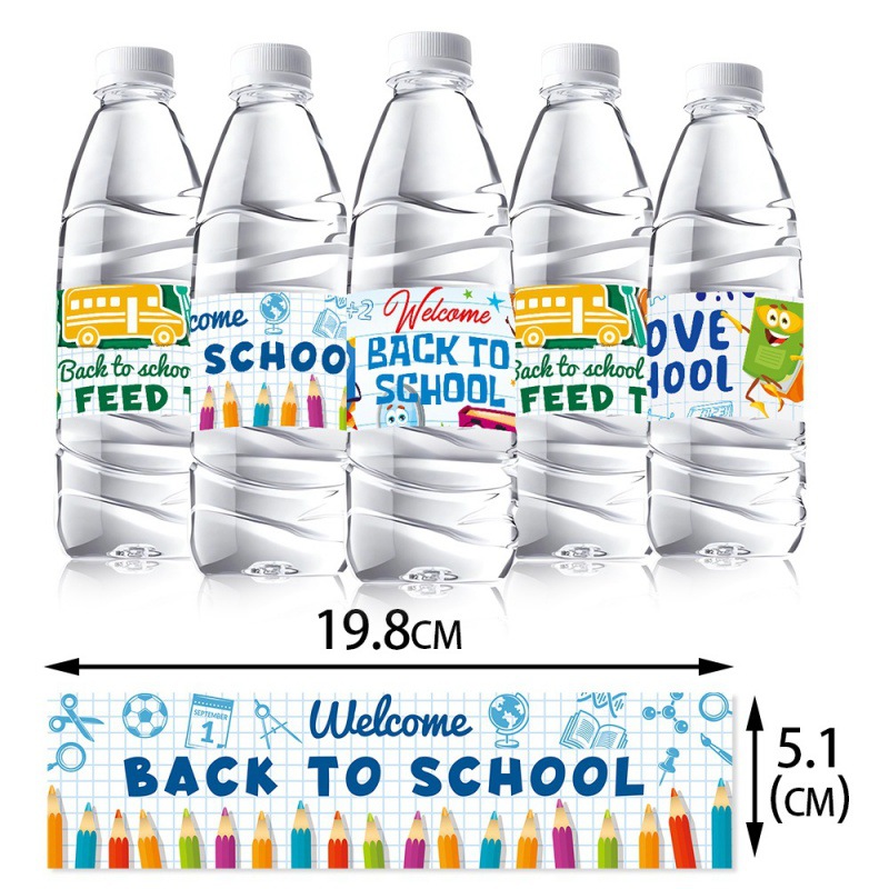Pegatinas para Botellas de Agua de Papel Autoadhesivo para Temporada Escolar