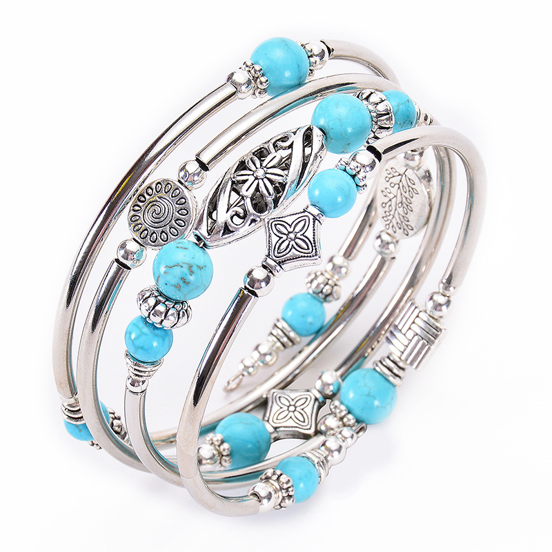 Bangle Classification Ethnic Style Geometric Alloy Inlay Natural Stone Women's Bangle